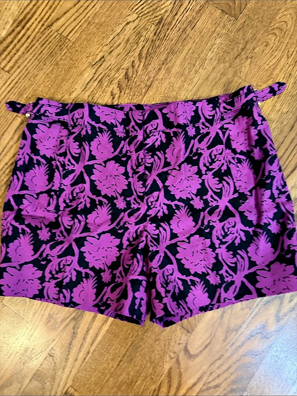 Tory Burch Floral High-Waist Shorts navy and Purple Size 4
